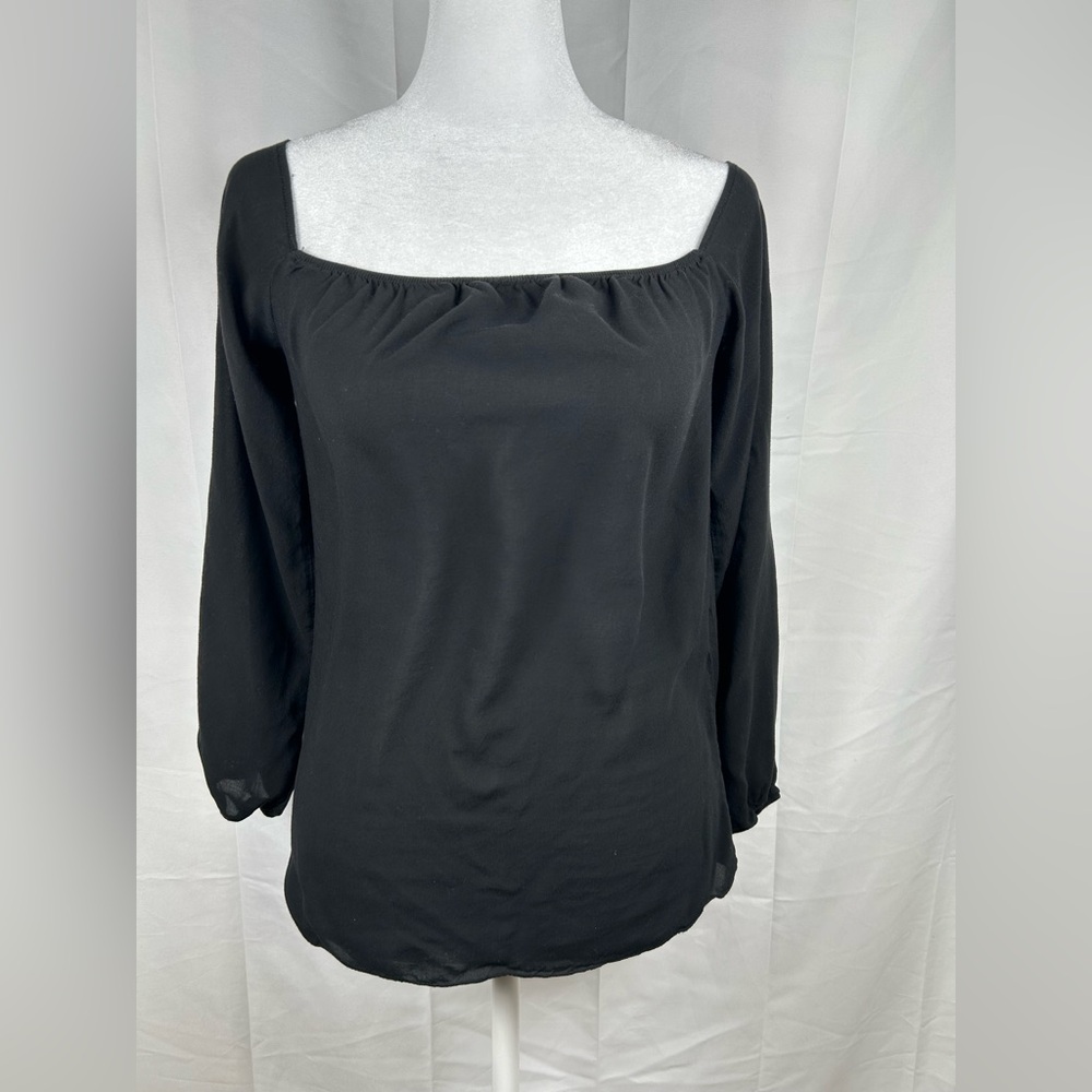 Melville Black Wide Neck Long Sleeve Top Small